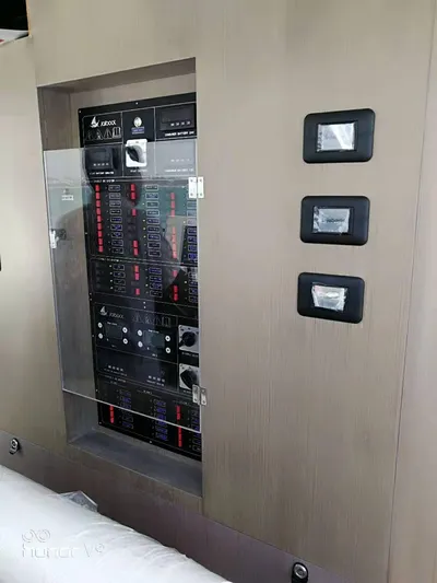  Yacht Photos Pics Control panel of 2025 Mazarin Catamaran HSF-58 with switches and indicators.