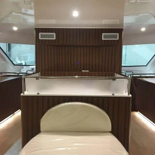  Yacht Photos Pics Luxurious interior of 2025 Mazarin Catamaran HSF-58 with modern wood paneling.