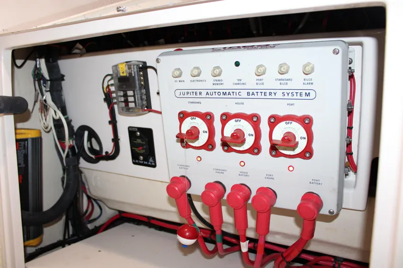  Yacht Photos Pics 2018 Jupiter 30 HFS automatic battery system with control panel and wiring.
