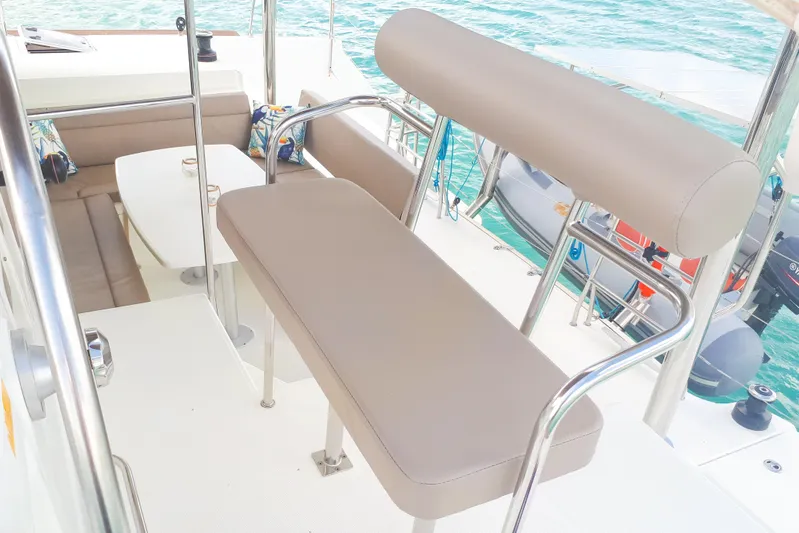  Yacht Photos Pics Luxurious seating area on a 2012 Lagoon 400 catamaran with ocean view.