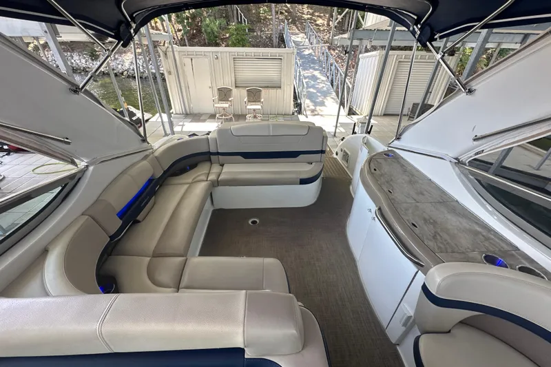  Yacht Photos Pics 2018 Formula 370 Super Sport boat interior with luxurious seating and modern design.