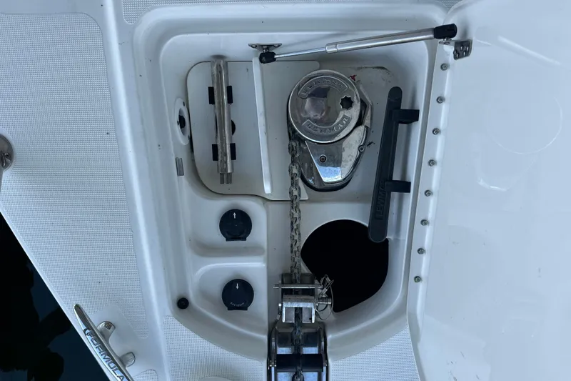  Yacht Photos Pics Anchor system on a 2018 Formula 370 Super Sport boat deck.