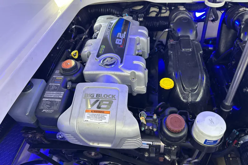 Yacht Photos Pics Engine compartment of a 2018 Formula 370 Super Sport with a Big Block V8 engine.