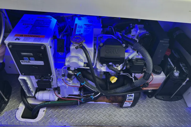  Yacht Photos Pics Engine compartment of a 2018 Formula 370 Super Sport boat with Kohler generator.