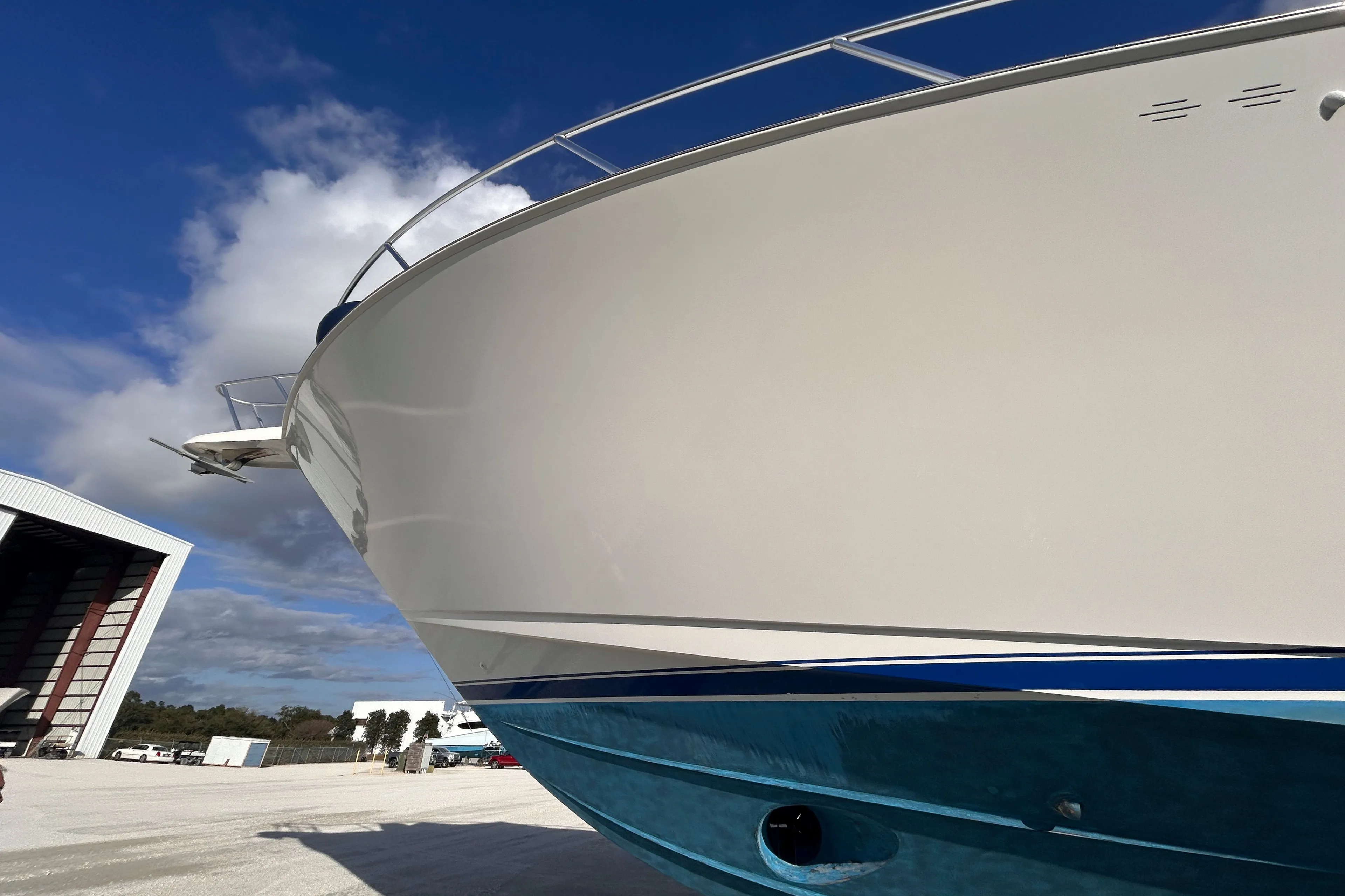 Viking ENC FB 2014 yacht against blue sky.