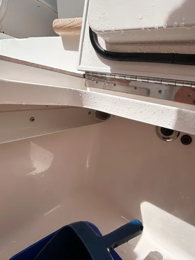 Reel Blessed Yacht Photos Pics Interior of a 2014 Viking ENC FB boat with a blue scoop.