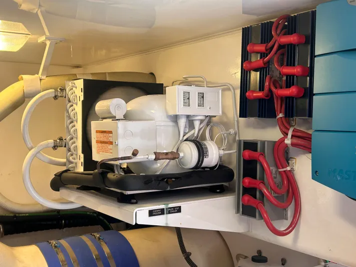 Reel Blessed Yacht Photos Pics Viking ENC FB 2014 cooling system in an engine room.