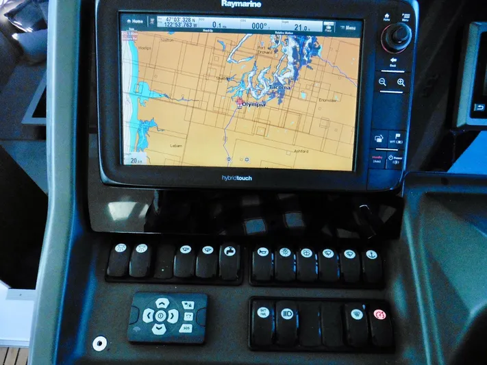  Yacht Photos Pics Navigation system on 2017 Jeanneau Leader 46 yacht, featuring Raymarine display.