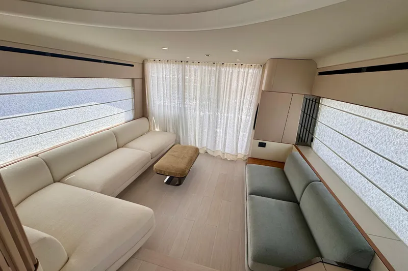  Yacht Photos Pics Luxurious interior of 2025 Azimut Fly 68 yacht with elegant seating and modern design.