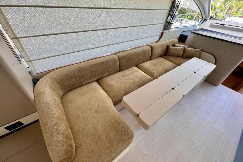  Yacht Photos Pics Luxurious interior of 2025 Azimut Fly 68 yacht with plush seating and modern design.