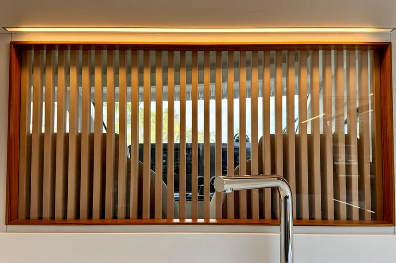  Yacht Photos Pics Interior view of 2025 Azimut Fly 68 yacht with modern design and sleek faucet.