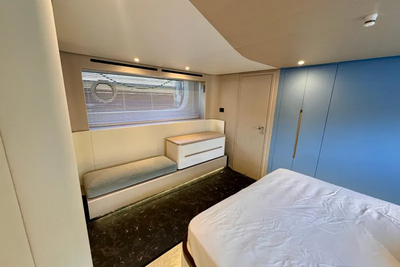  Yacht Photos Pics Luxurious interior of 2025 Azimut Fly 68 yacht with modern design and elegant furnishings.