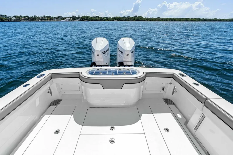 Lily Yacht Photos Pics 2021 Valhalla Boatworks V-33 with twin engines on open water.