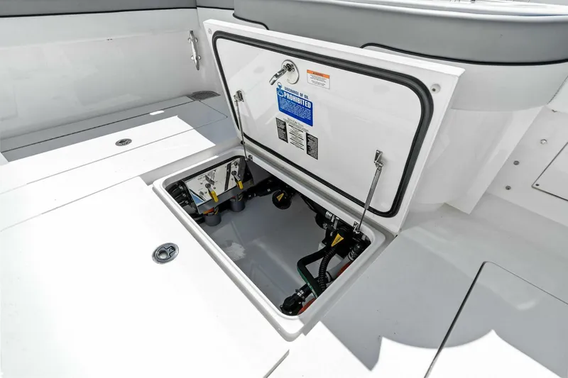 Lily Yacht Photos Pics 2021 Valhalla Boatworks V-33 open hatch showing interior components.