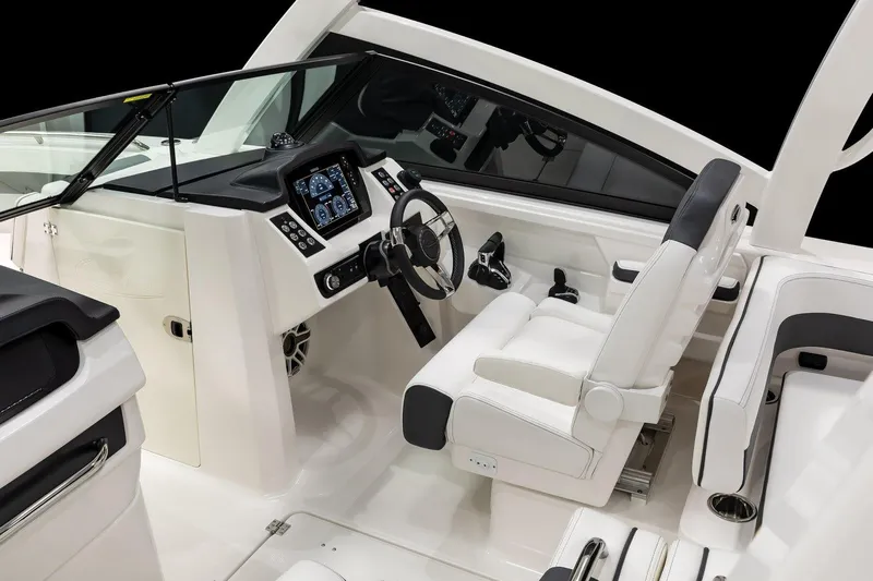  Yacht Photos Pics Manufacturer Provided Image: 2026 Robalo R277 Dual Console boat interior with modern dashboard and seating.