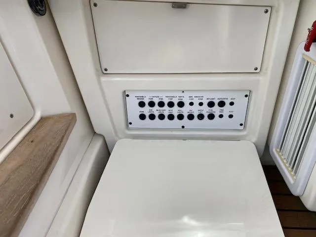 Day Dreamer Yacht Photos Pics Control panel on a 2010 Sea Ray 450 Sundancer boat interior.