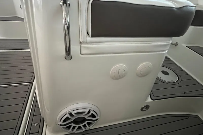  Yacht Photos Pics 2008 Cruisers Yachts 390 Sports Coupe interior with speaker and seating detail.