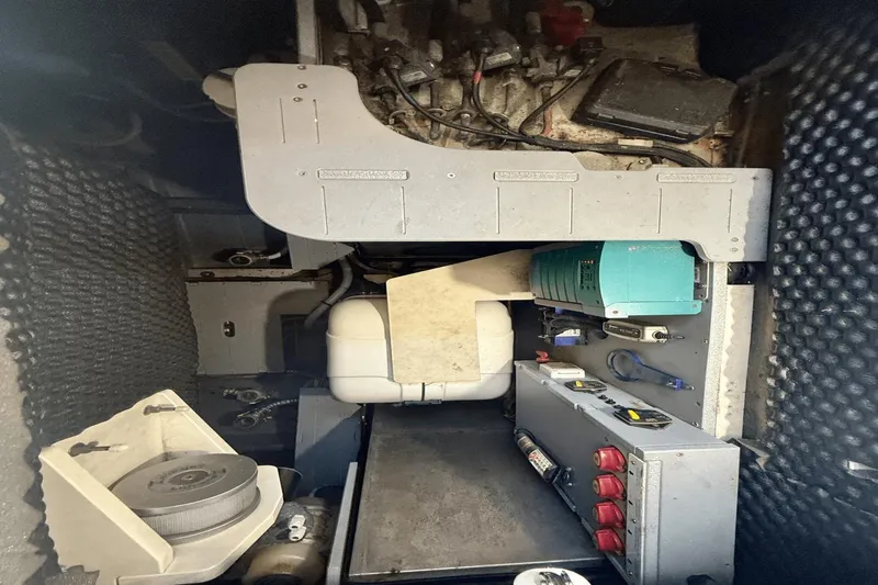 Tom's Cruise Yacht Photos Pics Engine room of 2016 Cranchi M 44 HT yacht with mechanical components.