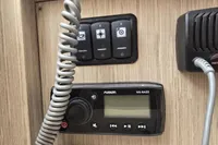 Control panel and radio system on a 2019 Capelli Tempest 1000 Open boat.