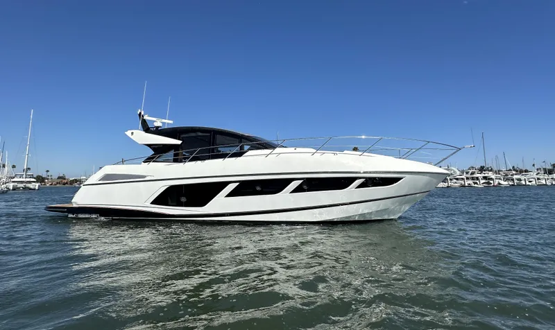Forever Young Yacht Photos Pics 2019 Sunseeker Predator 57 yacht cruising on a sunny day.
