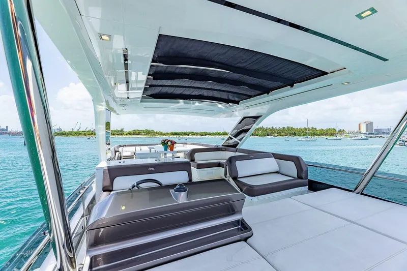  Yacht Photos Pics Luxurious 2019 Galeon 640 Fly yacht with spacious deck and ocean view.
