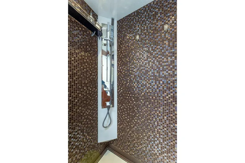  Yacht Photos Pics Luxurious shower with mosaic tiles in 2019 Galeon 640 Fly yacht.