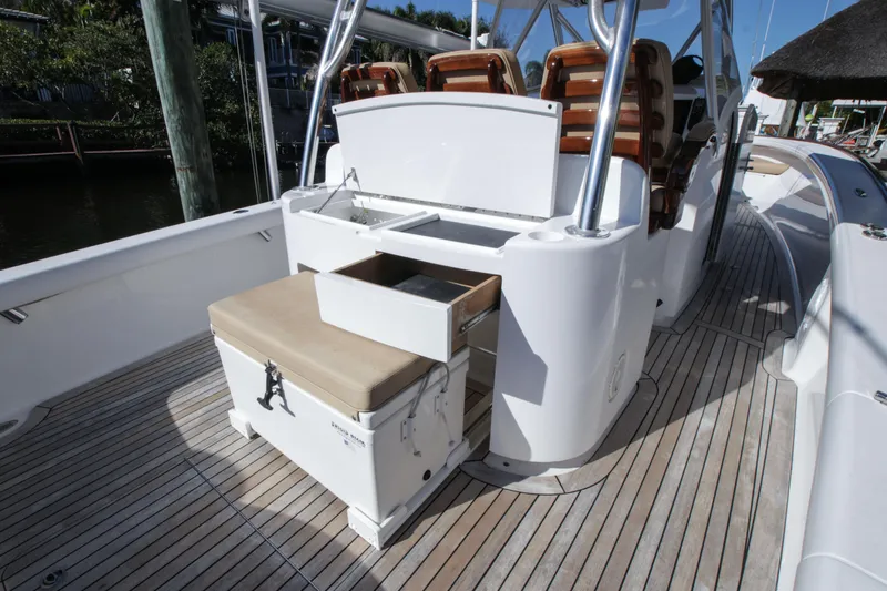  Yacht Photos Pics 2018 Winter Custom Yachts Center Console with open storage on deck.