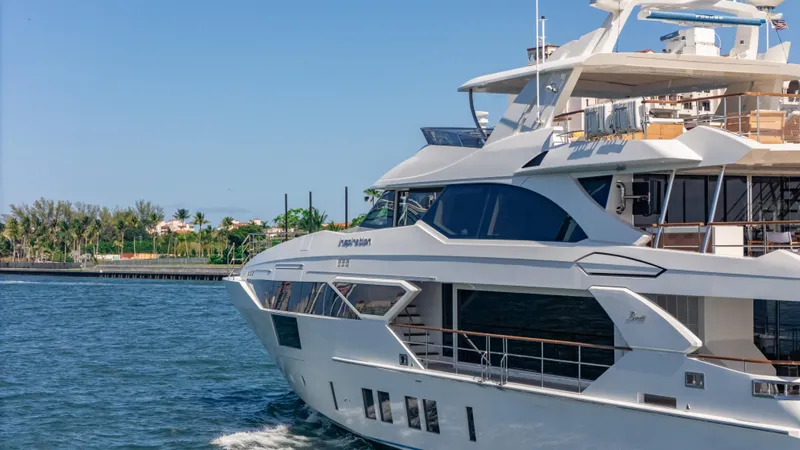 Inspiration Yacht Photos Pics Luxury yacht Benetti Fast 125, 2018 model, cruising on a sunny day near the coast.