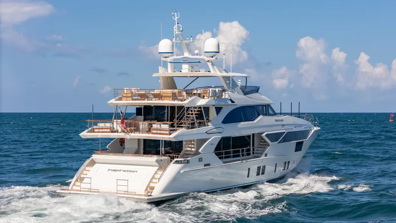 Inspiration Yacht Photos Pics Luxury yacht Benetti Fast 125 cruising on open sea, 2018 model.