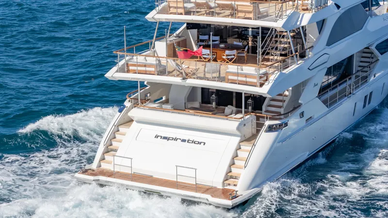 Inspiration Yacht Photos Pics Luxury yacht Benetti Fast 125 cruising on open sea, 2018 model.