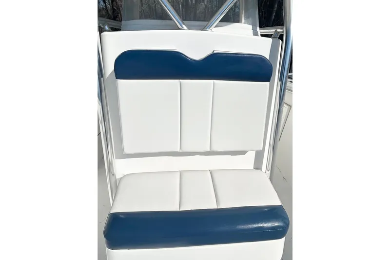  Yacht Photos Pics White and blue seating on 2013 Buddy Davis 34 Center Console boat.