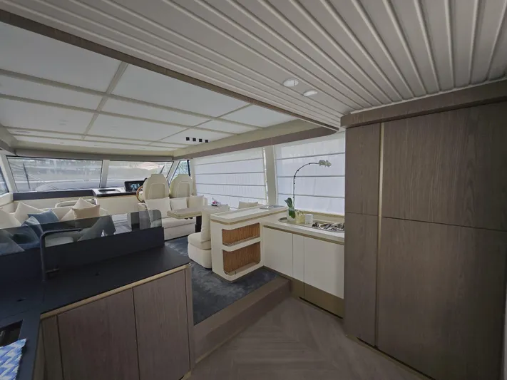  Yacht Photos Pics Luxurious interior of 2024 Azimut Magellano 60 yacht with modern furnishings and elegant design.