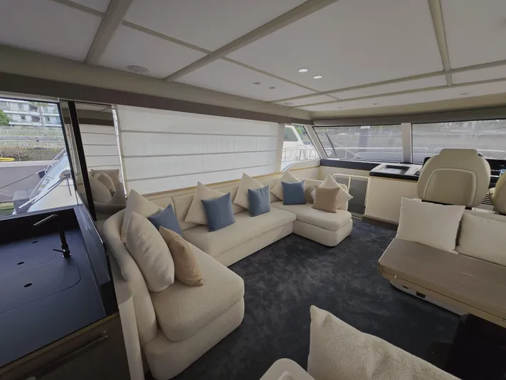  Yacht Photos Pics Luxurious interior of 2024 Azimut Magellano 60 yacht with plush seating and modern design.