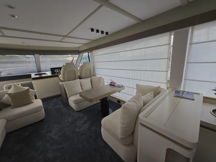  Yacht Photos Pics Luxurious interior of 2024 Azimut Magellano 60 yacht with elegant seating and modern design.