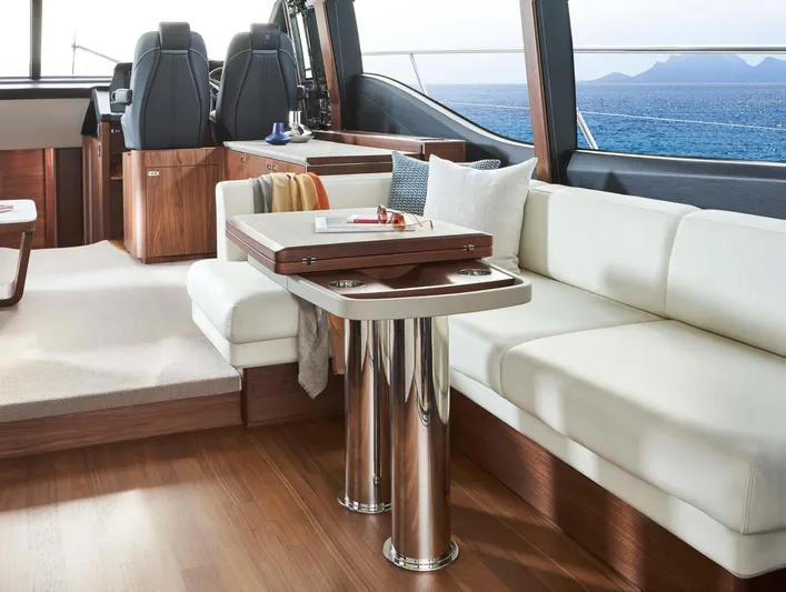  Yacht Photos Pics Luxurious interior of 2025 Princess S65 yacht with ocean view.