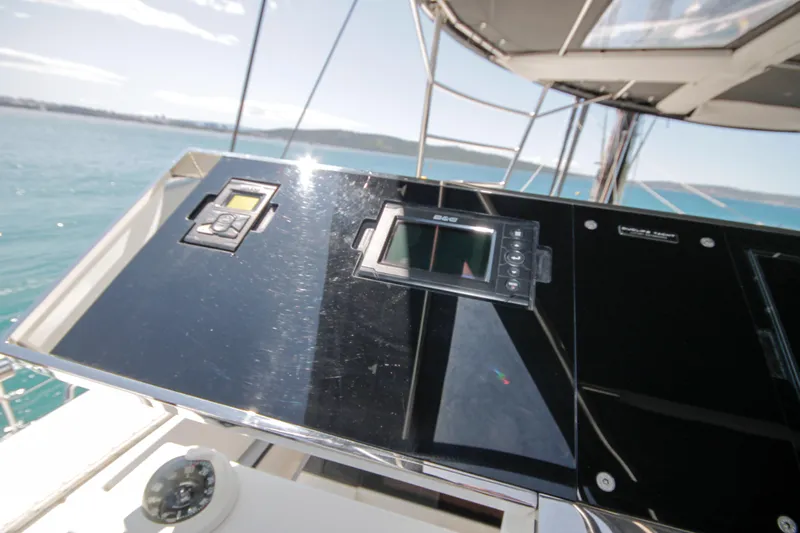  Yacht Photos Pics Control panel of 2019 Lagoon 620 Essense yacht with ocean view.