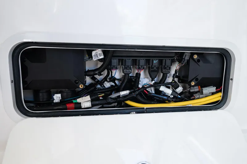 Toto II Yacht Photos Pics Electrical wiring compartment of 2019 Mag Bay 33 CC boat.