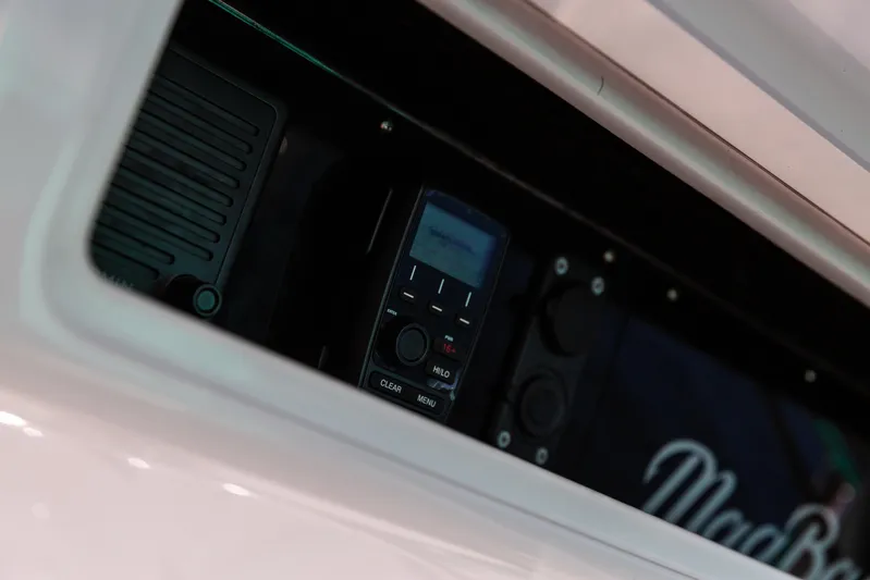 Toto II Yacht Photos Pics Control panel of 2019 Mag Bay 33 CC boat, featuring electronic equipment.