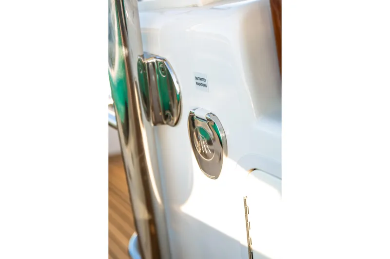 Toto II Yacht Photos Pics 2019 Mag Bay 33 CC boat detail showing saltwater washdown feature.