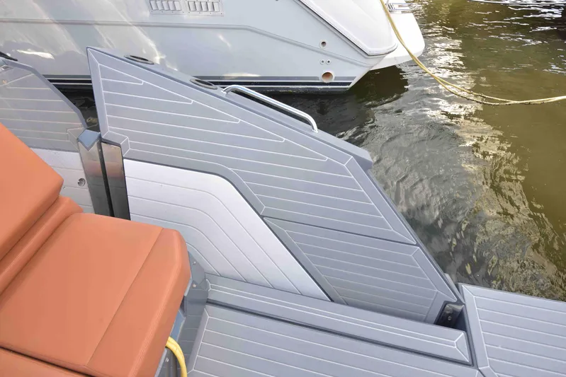 Sea Ya Later Yacht Photos Pics 2021 Cruisers Yachts 42 GLS OB swim platform with sleek design and water access.