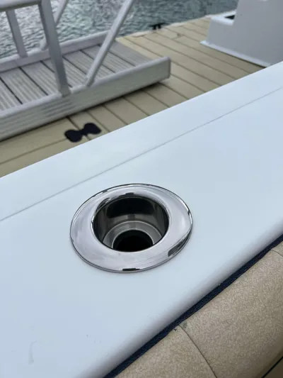  Yacht Photos Pics Henriques 42 Express Hardtop Bridge 2021, deck detail with stainless steel fitting.