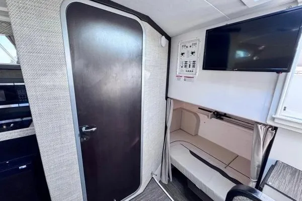 Seanior Moment Yacht Photos Pics Interior of 2022 Stamas 370 Aegean boat with modern amenities and sleek design.