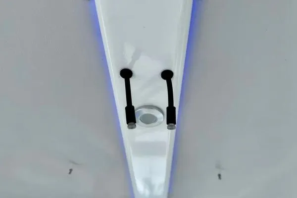 Seanior Moment Yacht Photos Pics Ceiling detail of 2022 Stamas 370 Aegean boat with lighting and fixtures.