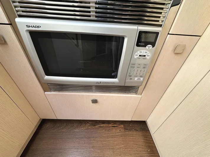 Tucker II Yacht Photos Pics Built-in Sharp microwave in Sunseeker Predator 57 yacht kitchen, 2015 model.