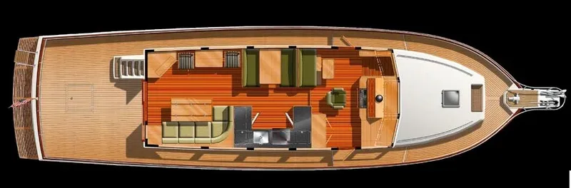  Yacht Photos Pics Top view of 2000 Grand Banks Heritage Europa 52 yacht interior layout.