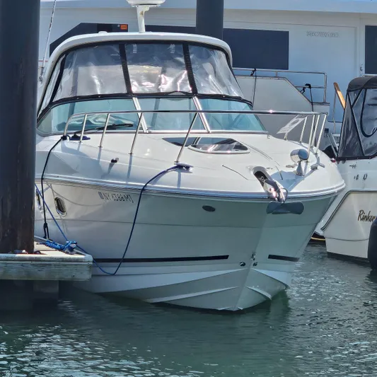  Yacht Photos Pics 2013 Sea Ray 310 Sundancer docked at marina, front view.