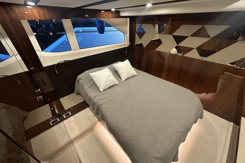  Yacht Photos Pics Luxurious cabin interior of 2021 Fairline Targa 45 Open yacht with modern design.