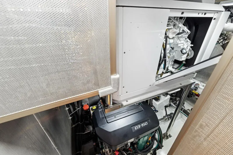 No Retreat Yacht Photos Pics Engine room of 2020 Hylas H57 yacht featuring D3-150 engine.