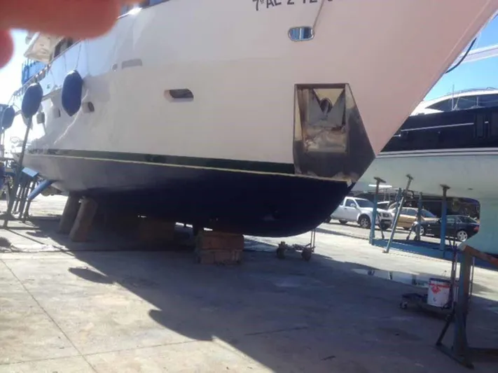  Yacht Photos Pics A 2006 ABD 60 yacht on dry dock for maintenance.