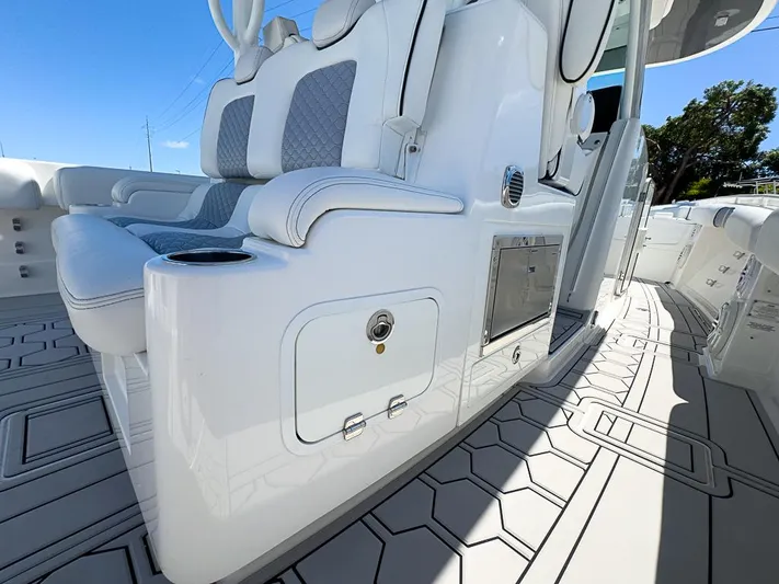  Yacht Photos Pics 2019 HCB 39 Speciale boat interior with luxurious seating and modern design.